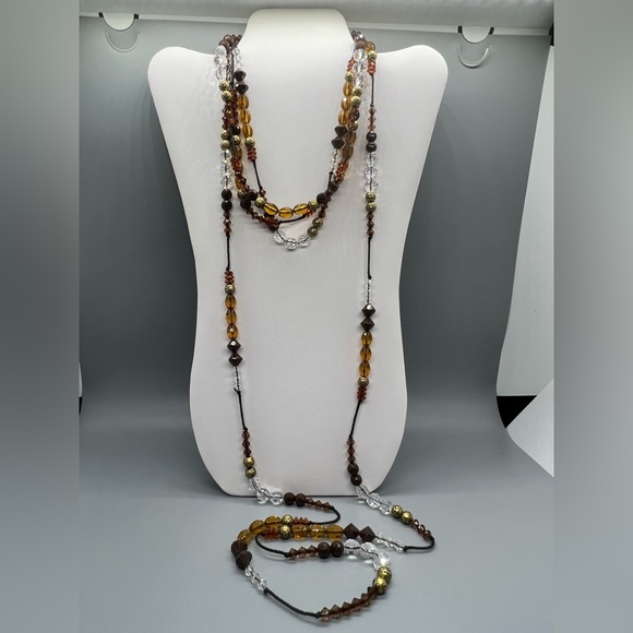Mixed Metal Rocker Necklace with Autumn Jewel’s Long and Short Necklace - Picture 5 of 7